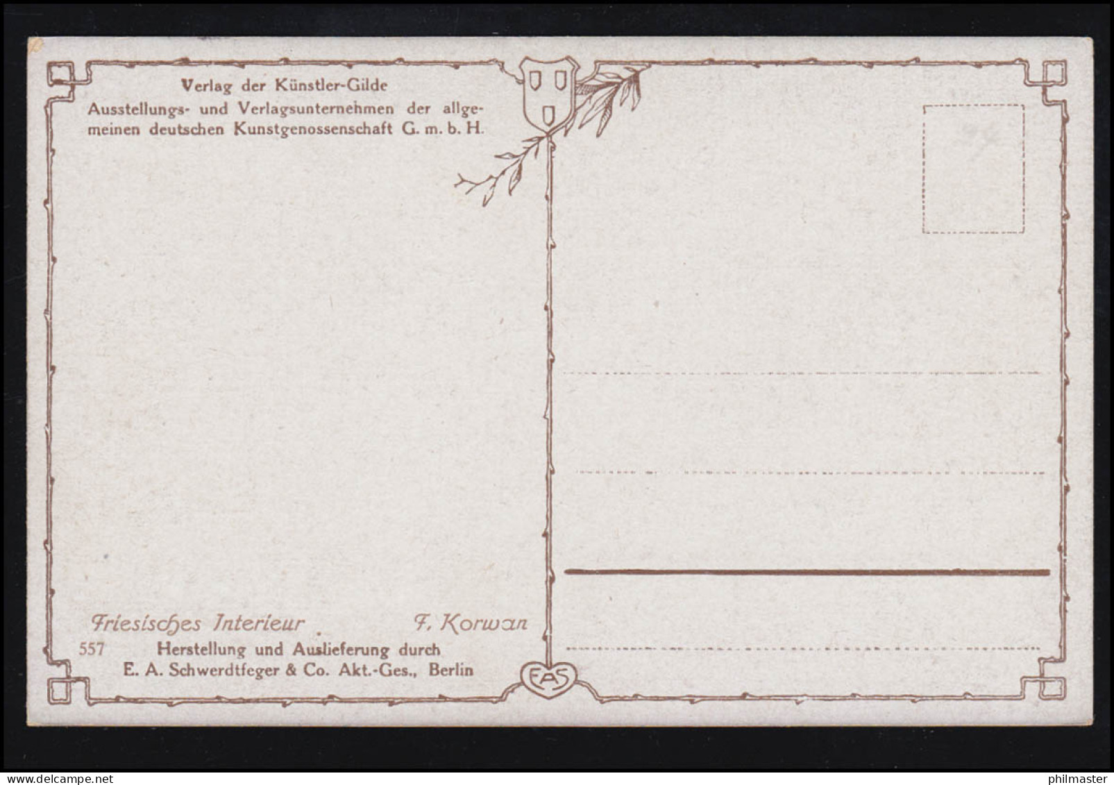 Künstler-AK F. Korwan: Friesisches Interieur, Verlag Künstler-Gilde, Ungebraucht - Non Classés