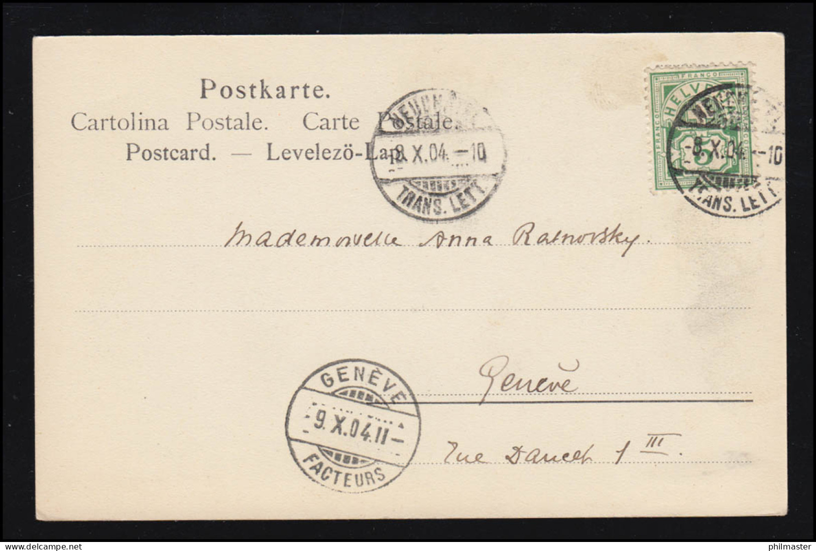 Künstler-AK Hans Zatzka: Entführung, NEUCHATEL 8.10.1904 Nach GENF 9.10.04 - Zonder Classificatie