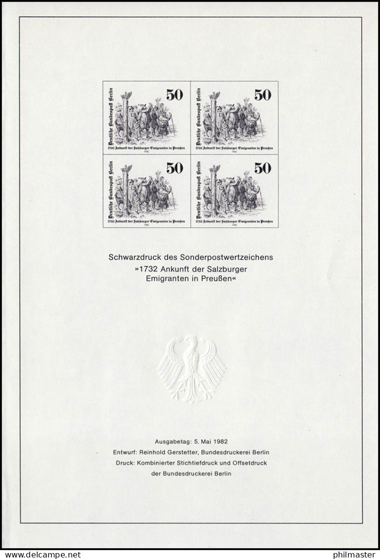 Schwarzdruck Aus JB 1982 Berlin Salzburger Emigranten - Variétés Et Curiosités