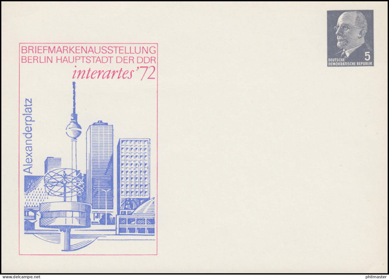 PP 7/29 Ulbricht 5  Pf Interartes'72 - Alexanderplatz, ** - Other & Unclassified