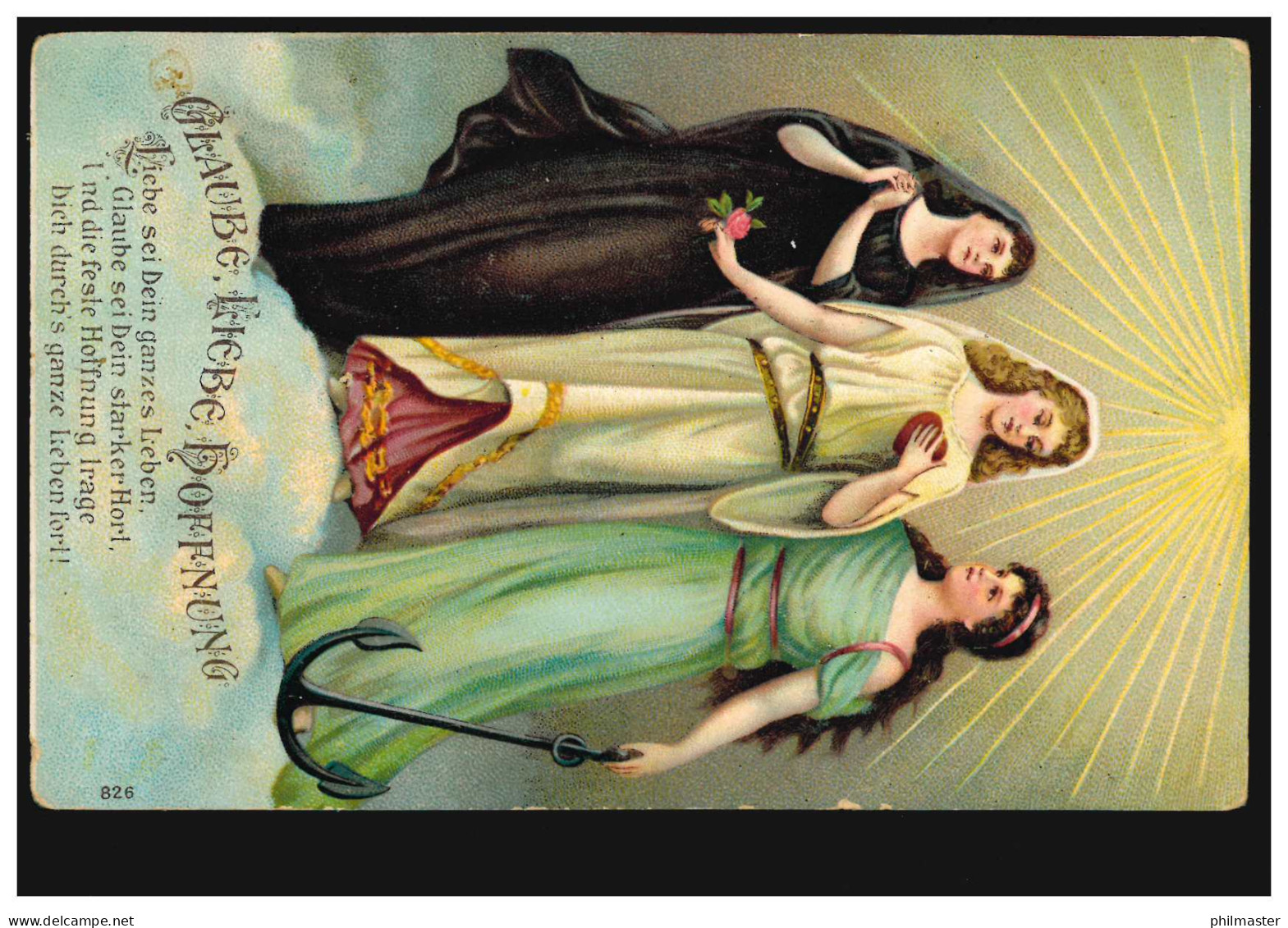 Prägekarte Drei Frauen - Glaube Liebe Hoffnung, REMSCHEID 18.9.1096 - Otros & Sin Clasificación