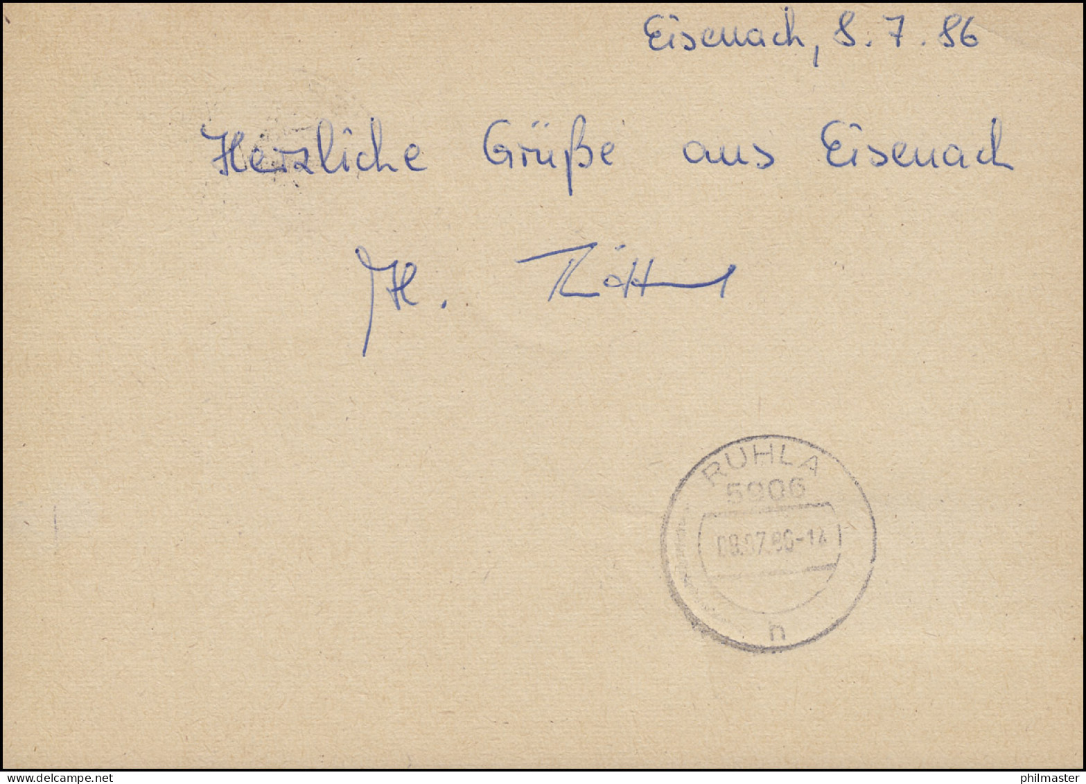 P 86I Bauwerke 10 Pf. Mit 1948 Eil-Postkarte FDC ET-O EISENACH 8.7.86 Nach Ruhla - Autres & Non Classés