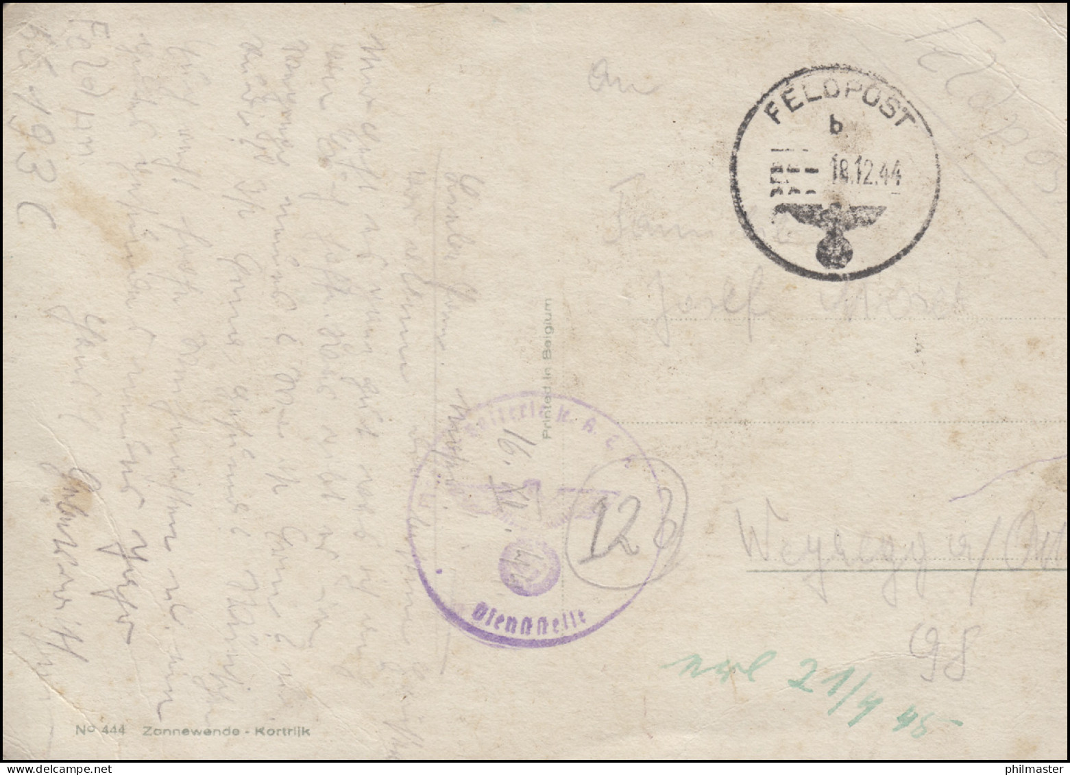 Feldpost 18.12.1944 Mit BS Artillierie-Regiment, FP-Nr. 66193 Auf Ansichtskarte - Occupation 1938-45