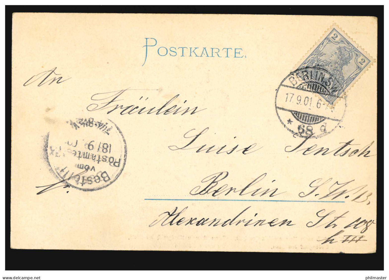 Lyrik-AK Liebespaar, Gedicht Liebesglück, BERLIN SW 68 D 17.9.1901 Ortspostkarte - Other & Unclassified