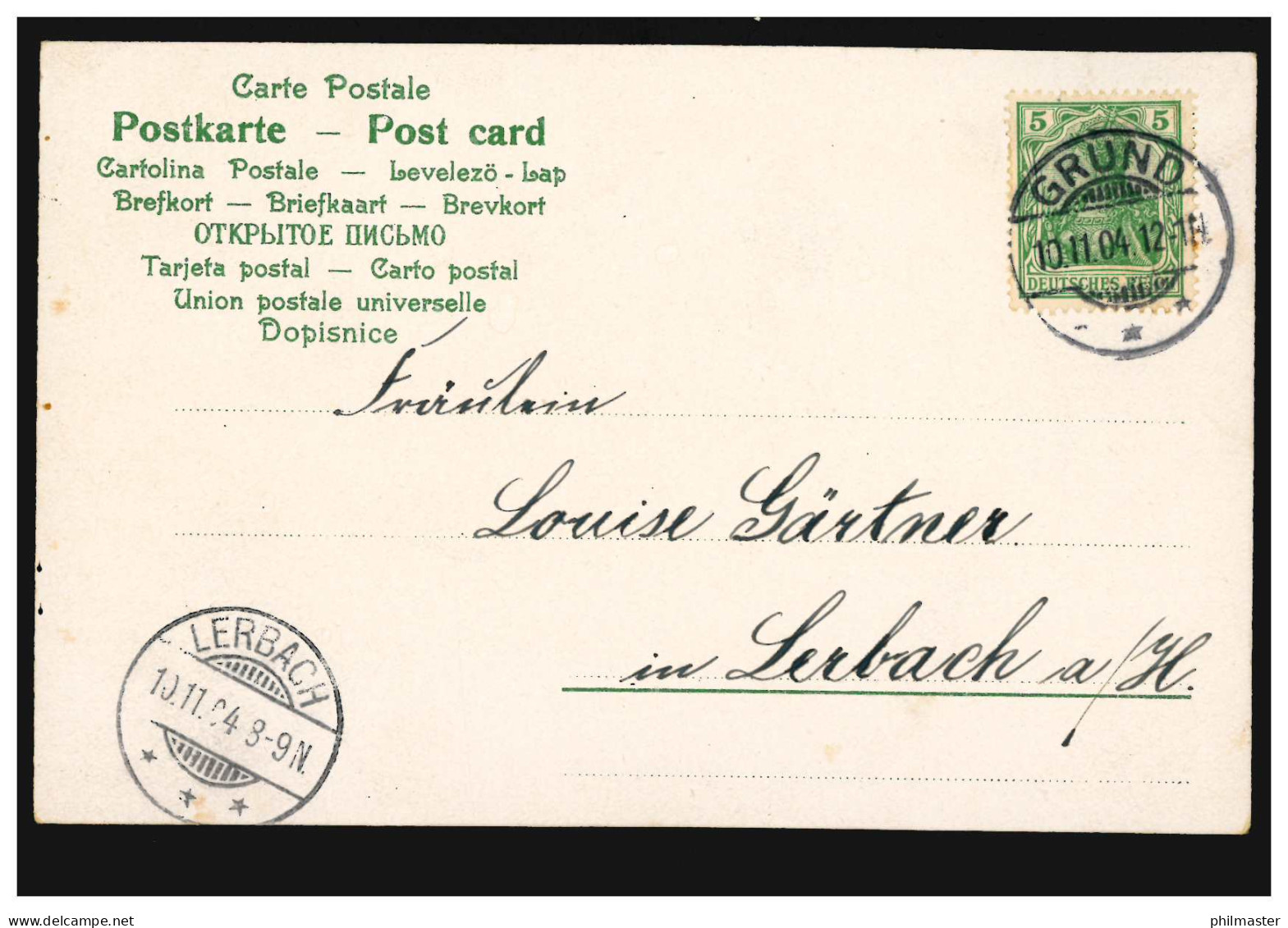 Lyrik-AK Glücksklee Mit Passendem Gdicht Klee Mit 4 Blättern, GRUND 10.11.1904 - Sonstige & Ohne Zuordnung