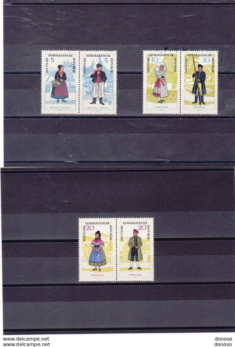 RDA 1964 COSTUMES I  Yvert  777-782  3 Paires (778A, 780A, 782A) NEUF** MNH Cote : 55 Euros - Unused Stamps