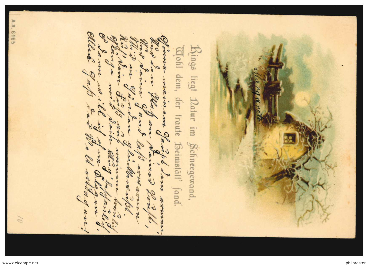 AK Haus Mit Weiher Im Winter, Gedicht: Rings Liegt Natur Im Schneegewand...,1899 - Otros & Sin Clasificación