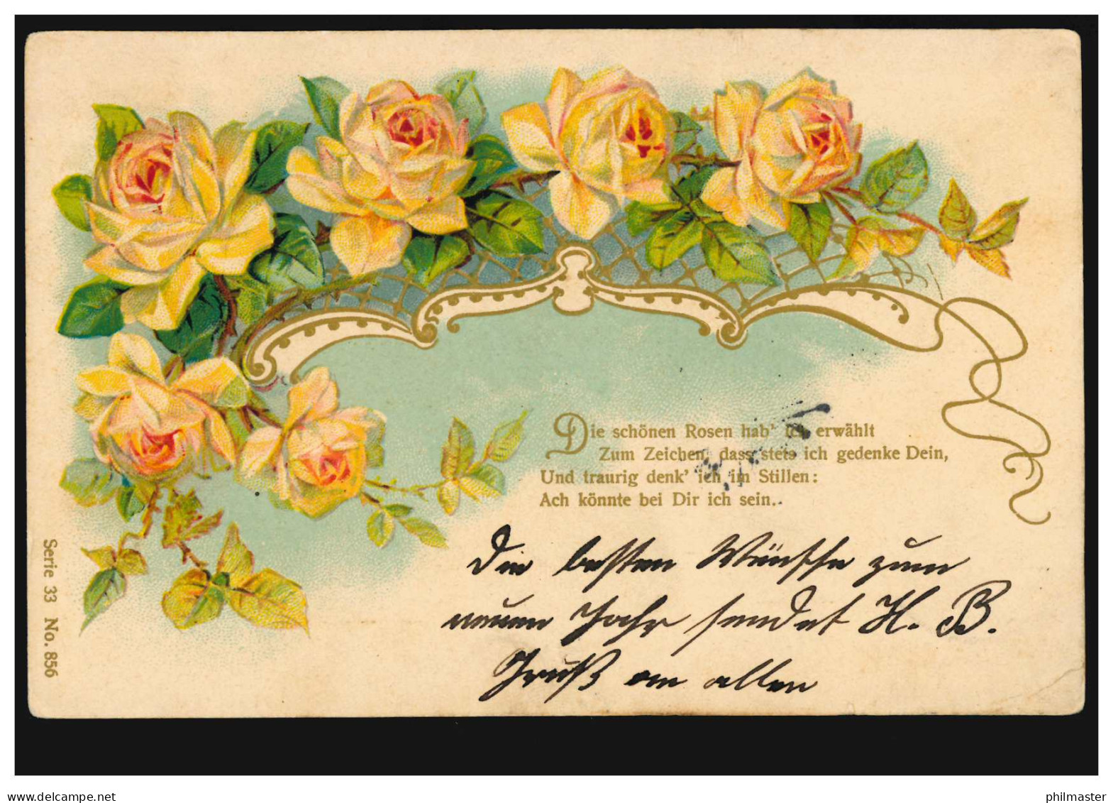 Lyrik-AK Gedicht Rosen - Girlande, WILLICH 1.1.1903 Nach VORST  - Other & Unclassified