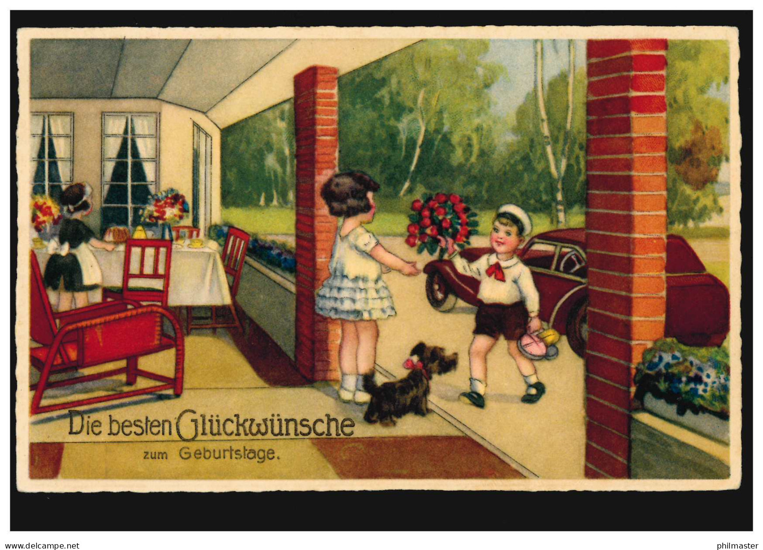 Tiere-AK Kindergeburtstag Mit Hund, SONDERHAUSEN 3.9.1934 - Chiens