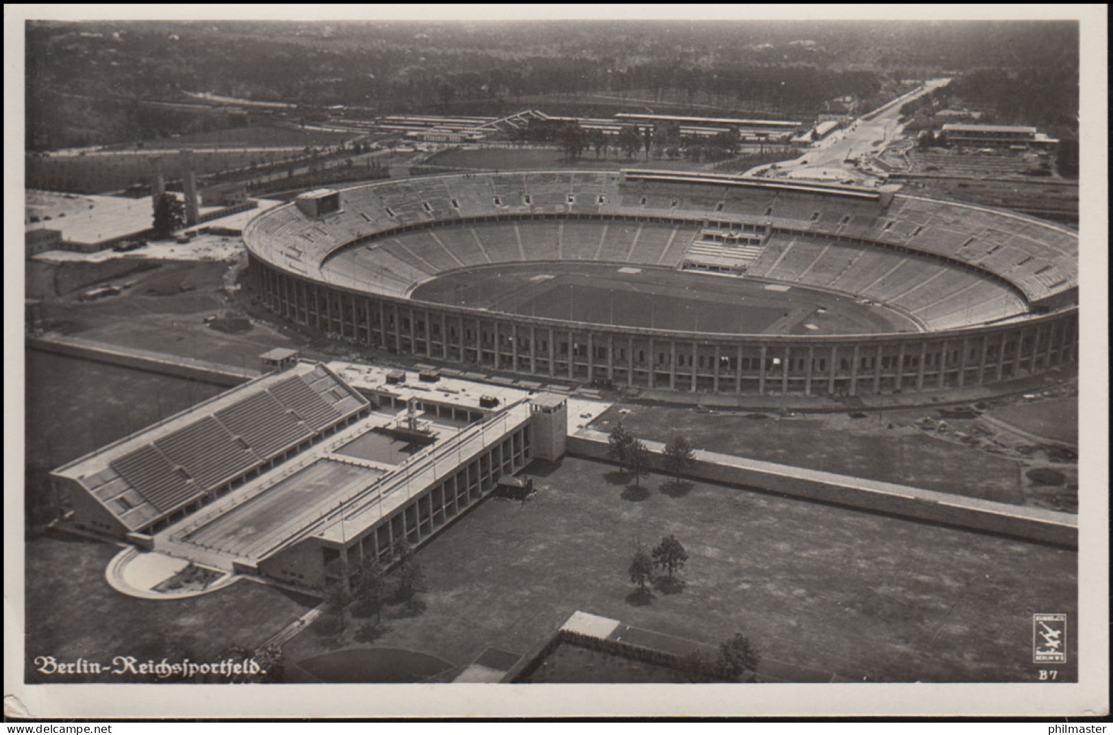 AK Berlin-Reichssportfeld Flugzeugaufnahme B 7, Ungebraucht, Um 1940 - Andere & Zonder Classificatie