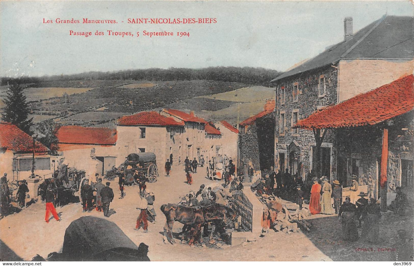 SAINT-NICOLAS-des-BIEFS (Allier) - Passage Des Troupes, 5 Septembre 1904 - Tirage Couleurs (RARE) - Ecrit (2 Scans) - Sonstige & Ohne Zuordnung