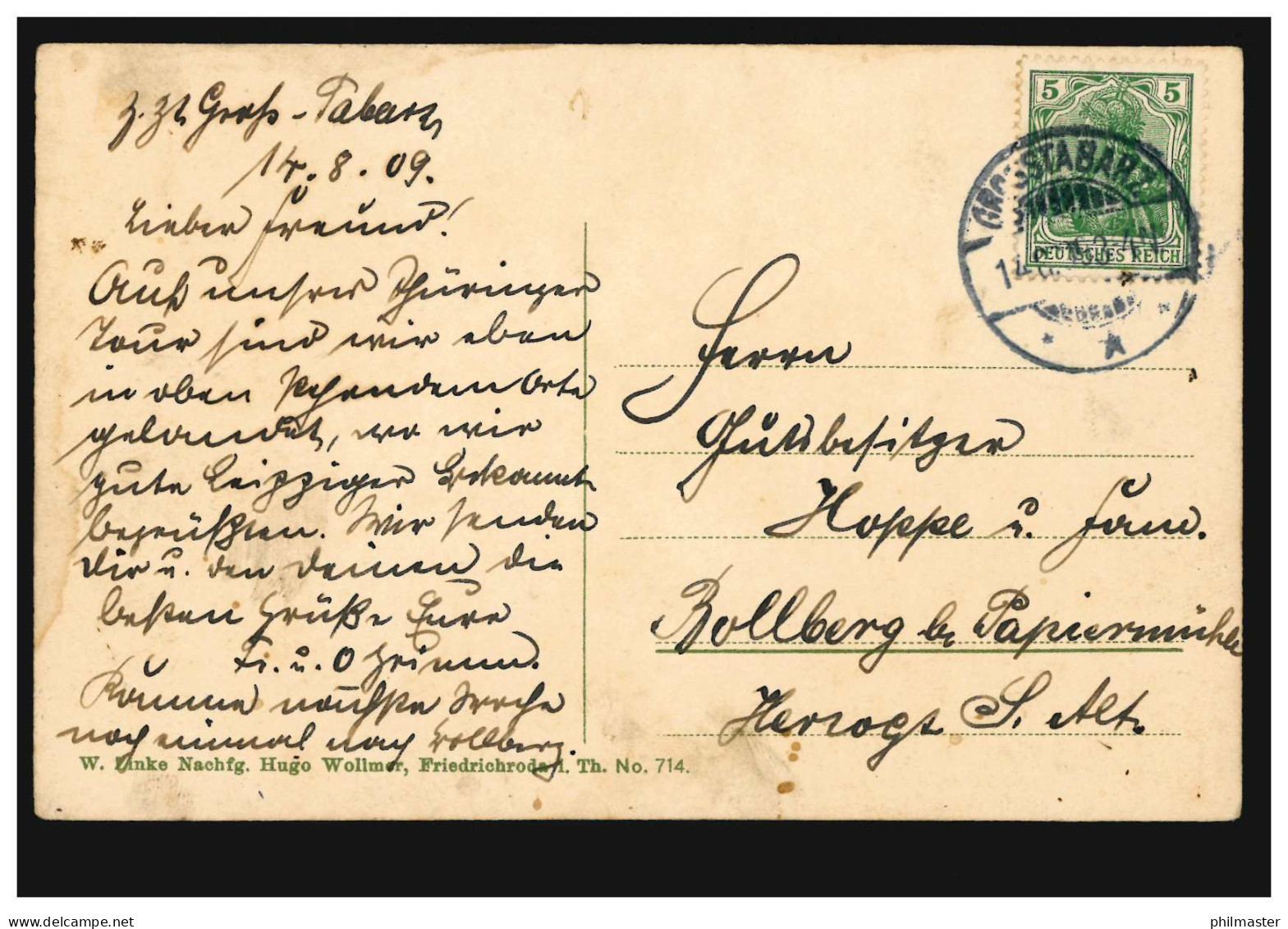 Tiere-AK Hirsche Im Gehege Im Thüringer Wald, GROSSTABARZ 14.8.1909 - Autres & Non Classés