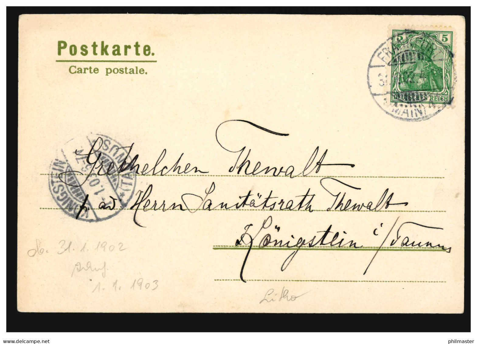 Prägekarte Tiere: Neujahrsgrüße Geschmückte Gänse, FRANKFURT 31.12.1902 - Other & Unclassified
