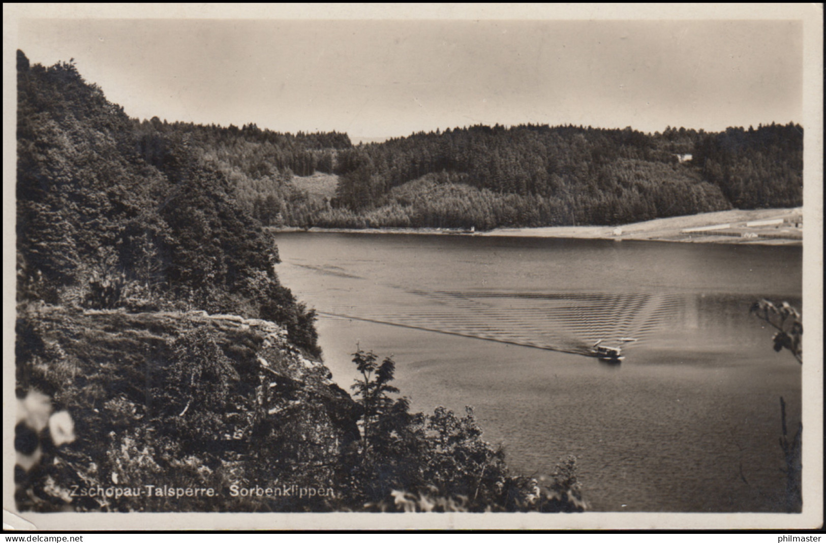 Landpost-Stempel Falkenhain über MITWEIDA 30.7.1935 Auf AK Talsperre Kriebstein - Covers & Documents