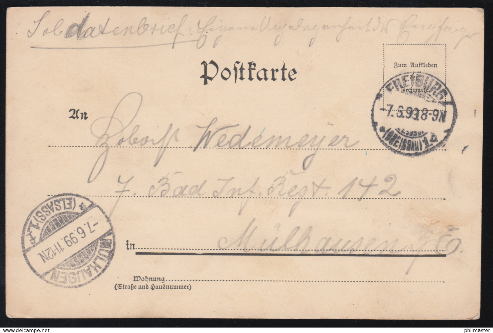 AK Gruss Aus Freiburg Im Breisgau: Totalansicht Vom Schlossberg, 7.6.1899 - Other & Unclassified