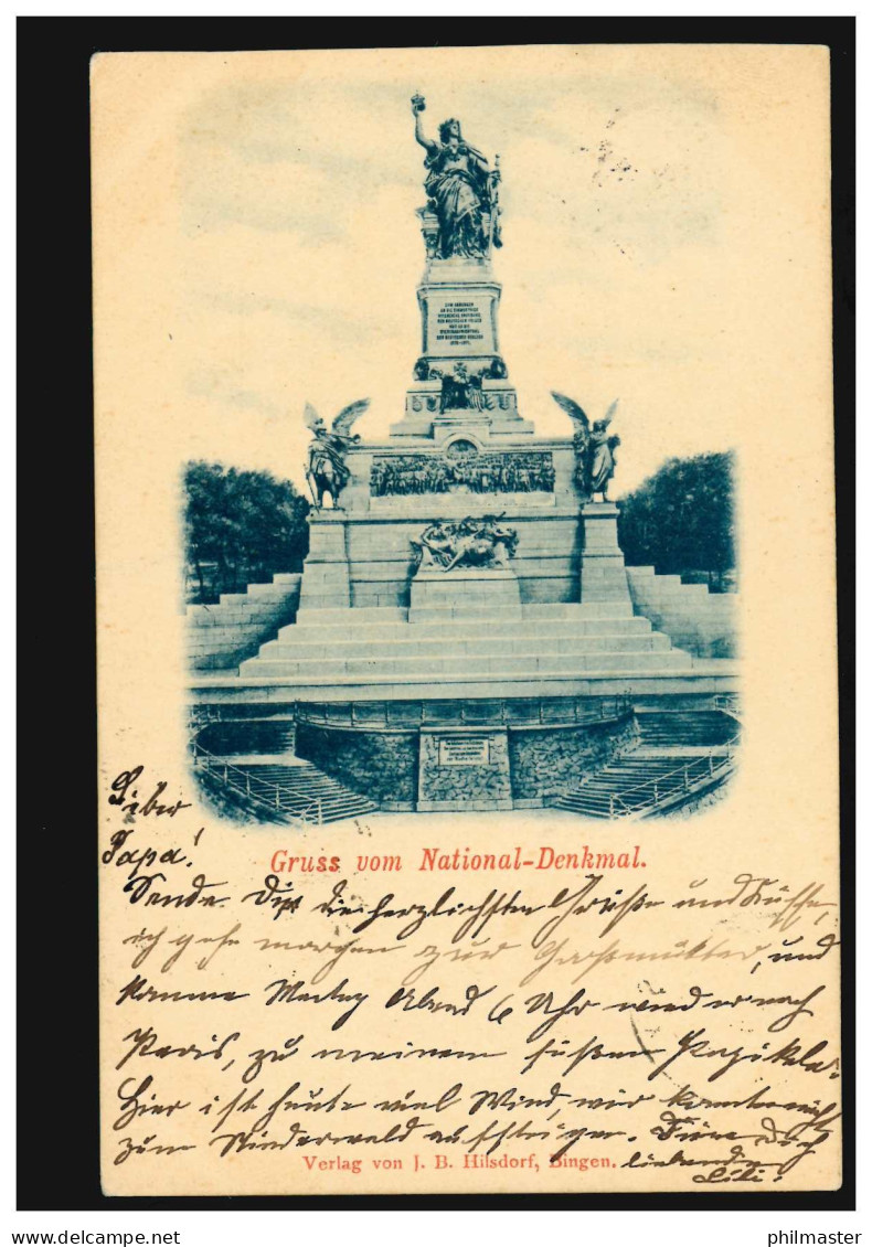 AK Gruss Vom National-Denkmal, Verlag Hilsdorf, BINGERBRÜCK 2.5.1902 - Otros & Sin Clasificación