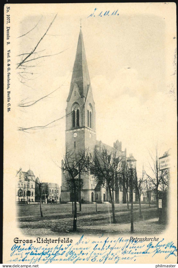 AK Gross-Lichterfelde: Petruskirche, Verlag S.&.G. Saulsohn, 1.11.1911 - Other & Unclassified