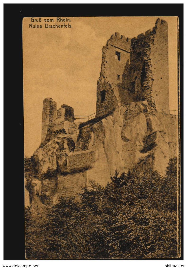 AK Gruss Vom Rhein: Ruine Drachenfels, Verlag K.S.M., Ungebraucht - Other & Unclassified