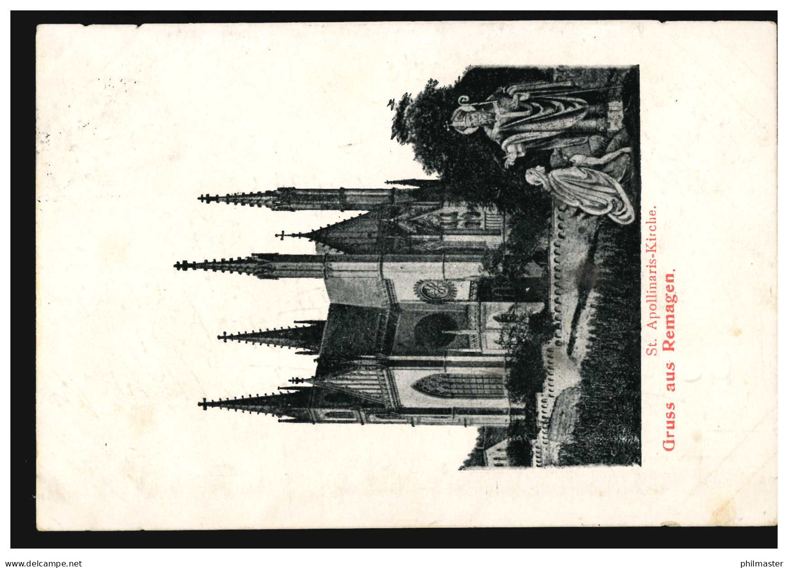 AK Gruss Aus Remagen: St. Apollinaris-Kirche, 8.8.1905 Nach AACHEN 8.8.05 - Other & Unclassified