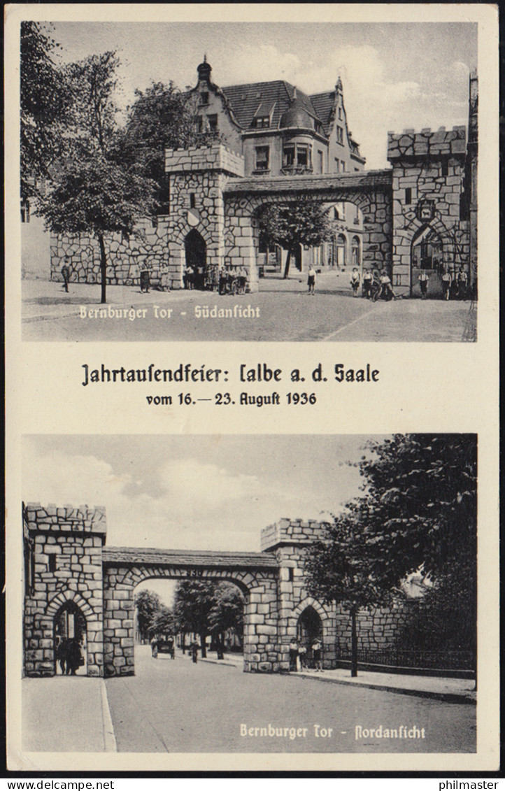 Landpost-Stempel Tornitz über SCHÖNEBECK (ELBE) 6.1.1948 Auf AK Bernburger Tor - Autres & Non Classés