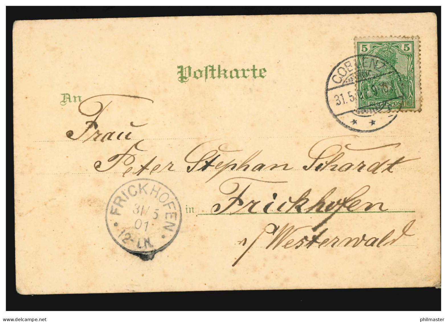 AK Gruss Vom Deutschen Rhein, Wo Unsere Reben Wachsen, COBLENZ 31.5.1901 - Autres & Non Classés