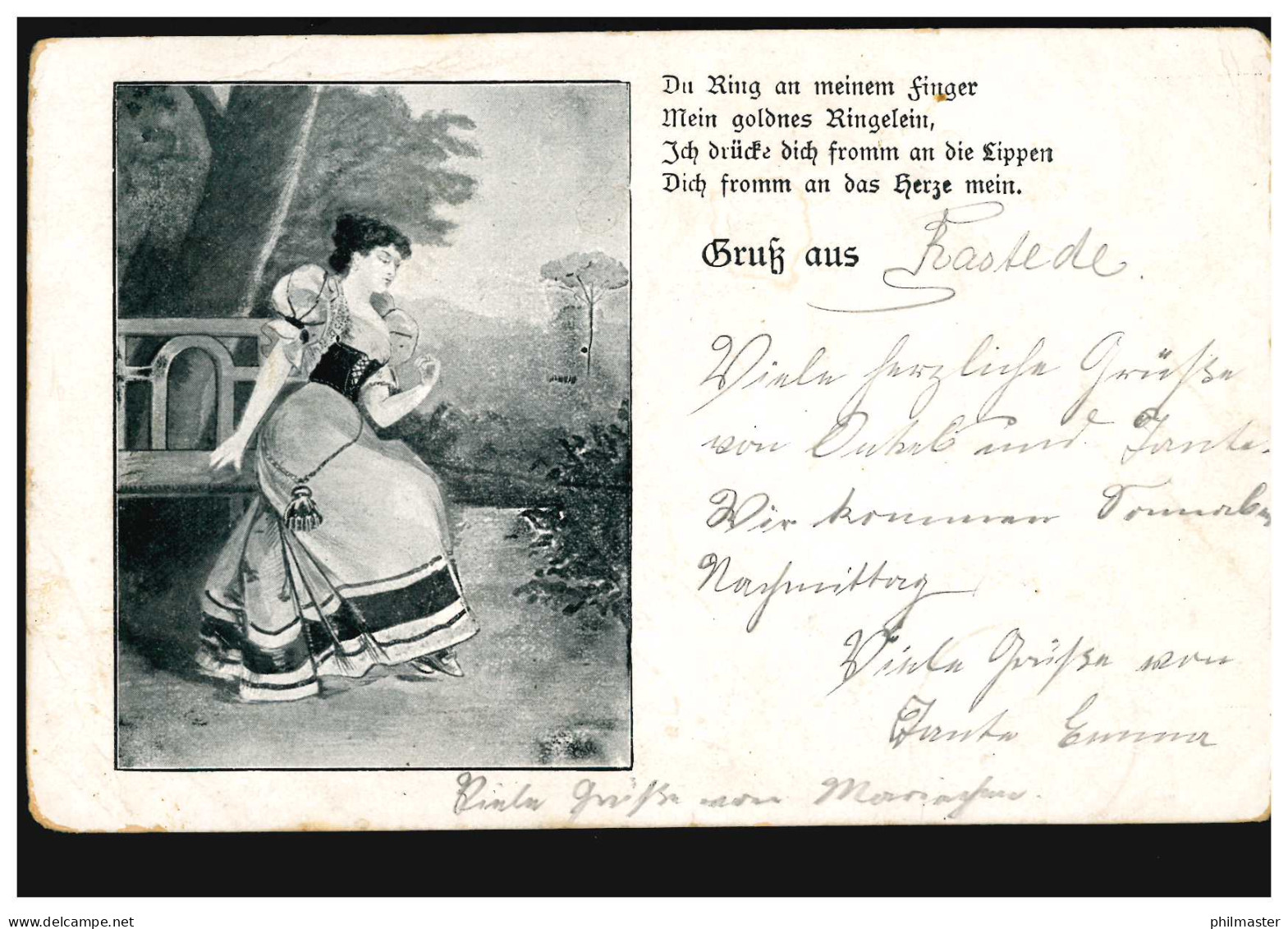 AK Lyrik Gruss Aus ... Der Ring An Meinem Finger, RASTEDE 28.9.1903 - Otros & Sin Clasificación