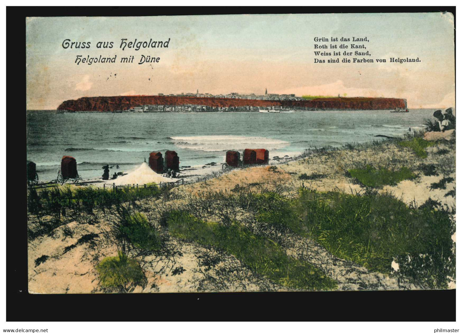 AK Gruss Aus Helgoland: Helgoland Mit Düne, Verlag Gebr. Israel, 17.7.1908 - Autres & Non Classés