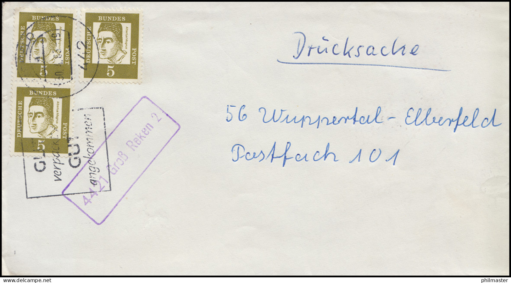 Landpost-Stempel 4421 Groß Reken 2 Auf Drucksache COESFELD 30.4.1963 - Andere & Zonder Classificatie