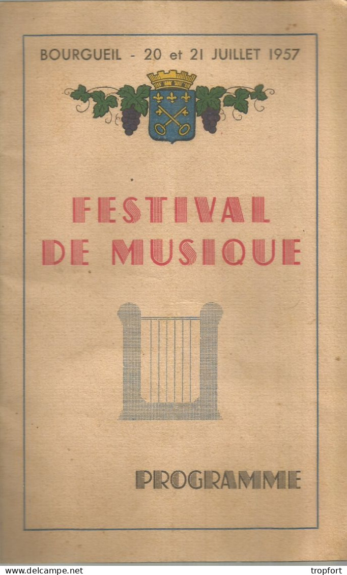 Programme 1957  BOURGUEIL Musique LA SIRENE  DE PARIS  WOLF   MUSIC HALL  BAL TOURRAINE - Programmes