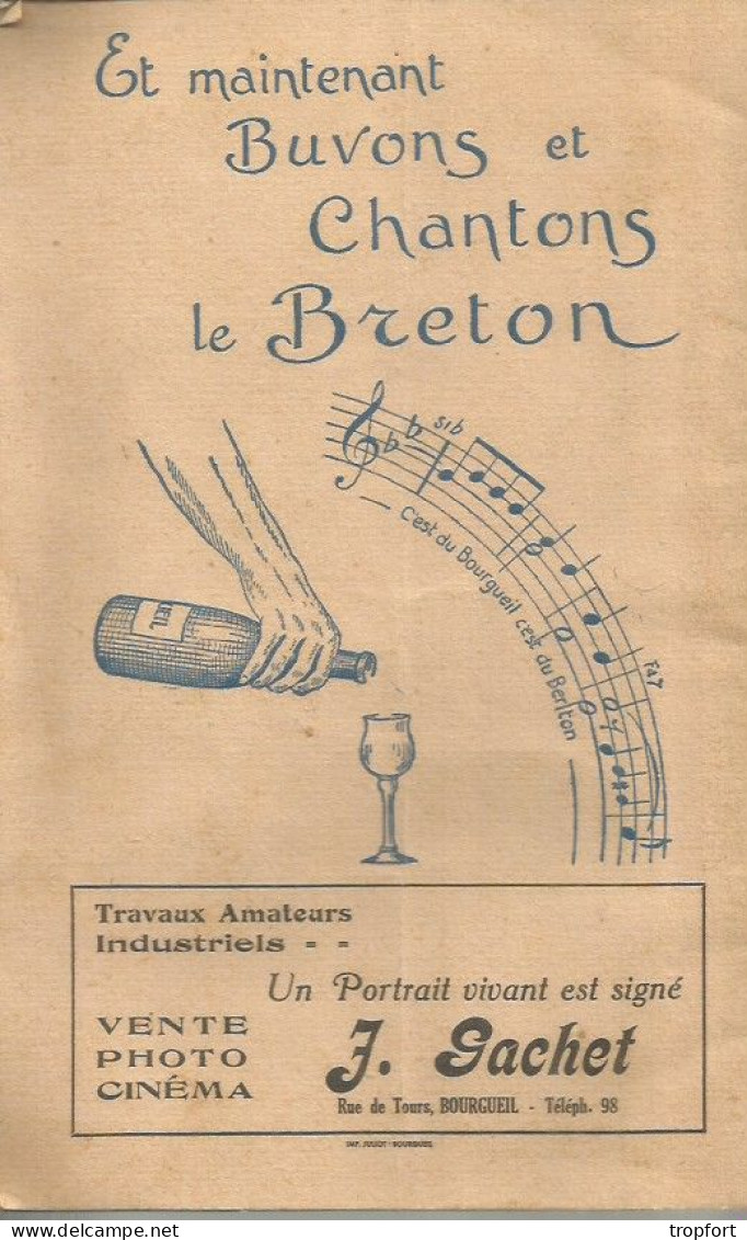 Programme 1957  BOURGUEIL Musique LA SIRENE  DE PARIS  WOLF   MUSIC HALL  BAL TOURRAINE - Programme