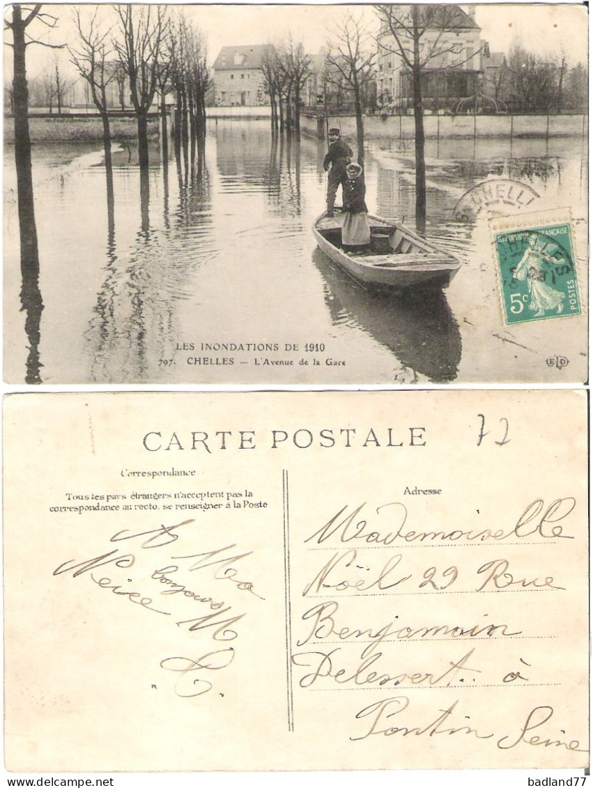 77 - CHELLES - Inondations 1910 - Avenue De La Gare - Chelles