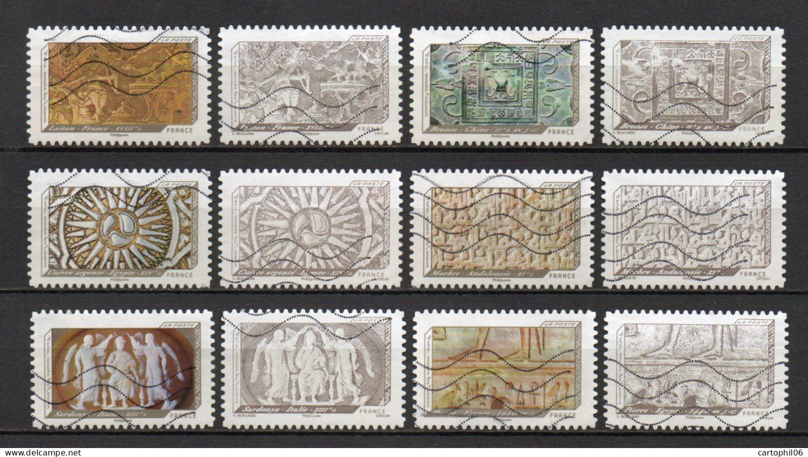 - FRANCE Adhésifs N° 650/61 Oblitérés - Série Complète IMPRESSIONS DE RELIEF 2012 (12 Timbres) - - Used Stamps