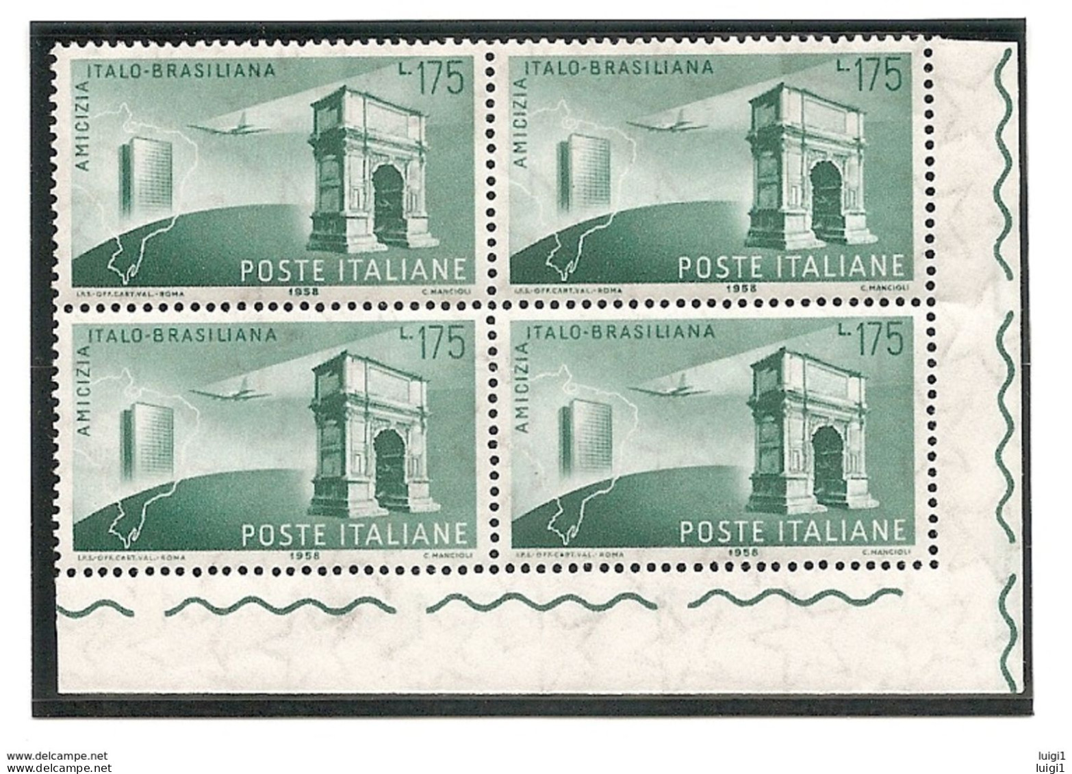 ITALIE 1958 - Y&T N° 764** En Bloc De 4 - Neuf - Visite Président Gronchi Au Brésil.1958. - 1946-60: Mint/hinged