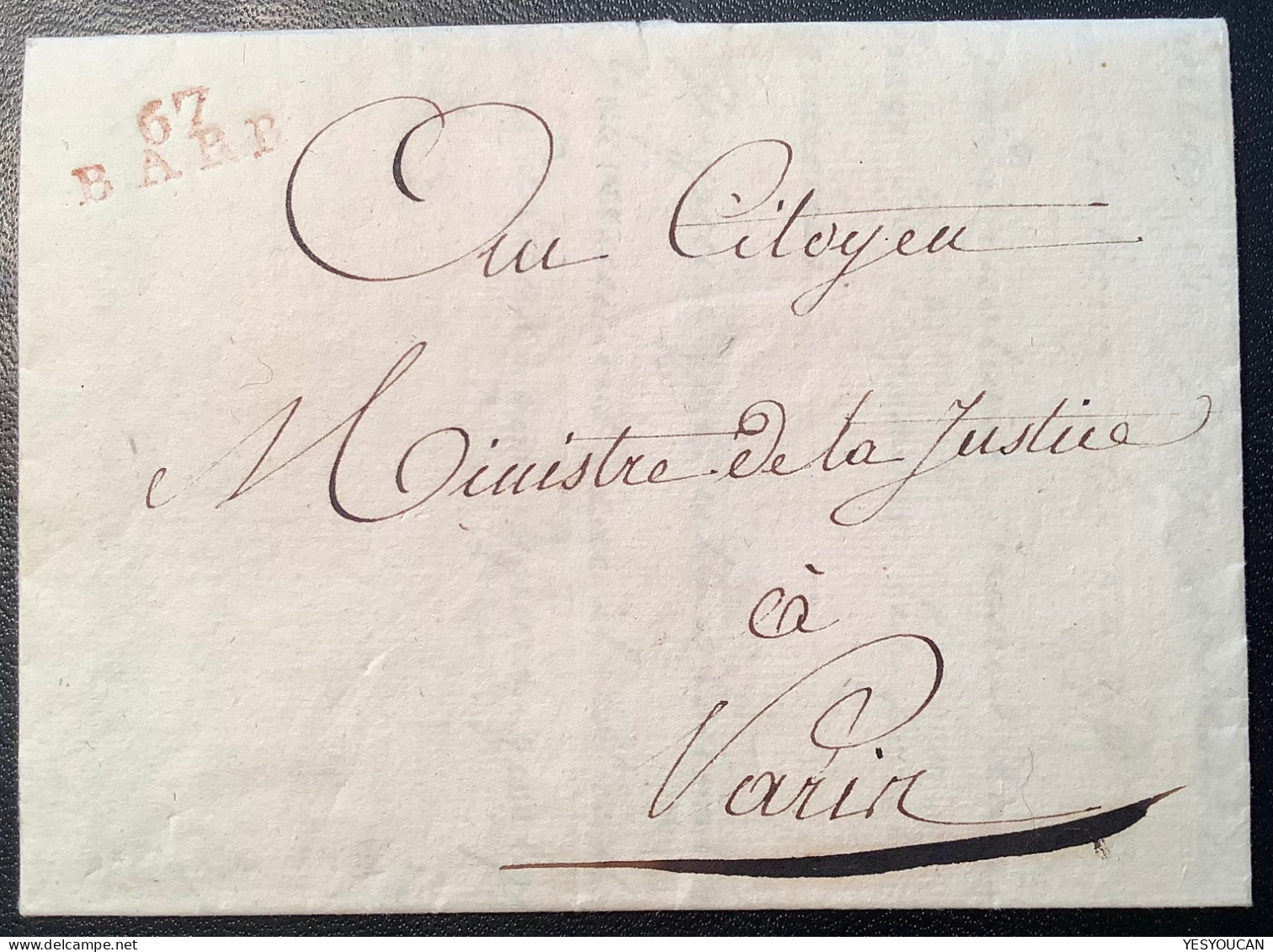 An 5=1796 Lettre Franchise Rare JURY D’ ACCUSATION Á BARR (67 Bas-Rhin) + M.P 21x8mm Non Catalogué ? (forêt Forest - 1701-1800: Precursors XVIII