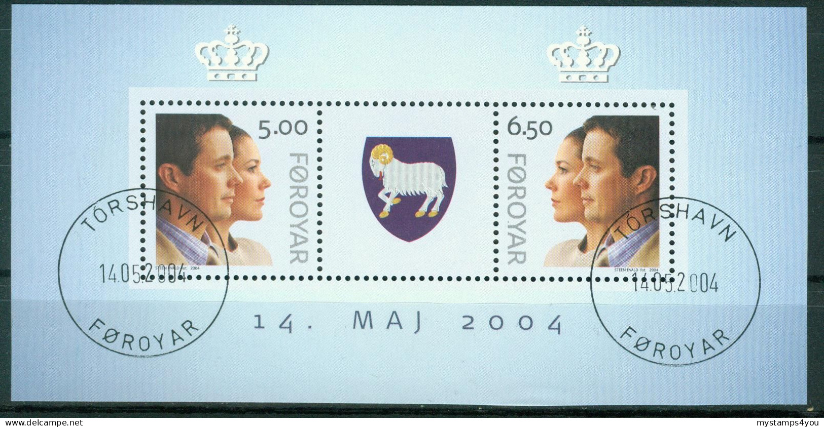 Bm Faroe Islands 2004 MiNr 495-496 Block 17 Sheet Used | Marriage Of Crown Prince Frederik And Mary Donaldson #kar-1502d - Faroe Islands