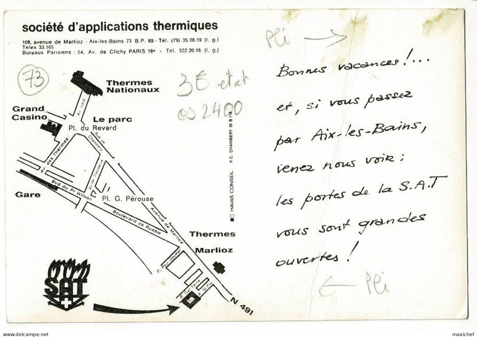 Carte Publicitaire Multivues - Société D'applications Thermiques S.A.T : étuves - Fours - Séchoirs - Aix Les Bains - - Aix Les Bains