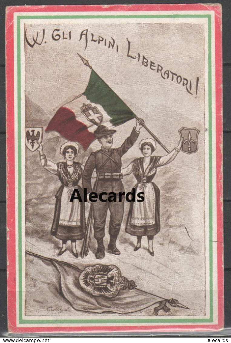 Italia 1915 - I GM - Viva Gli Alpini Liberatori (viaggiata In Franchigia) - Patriotic