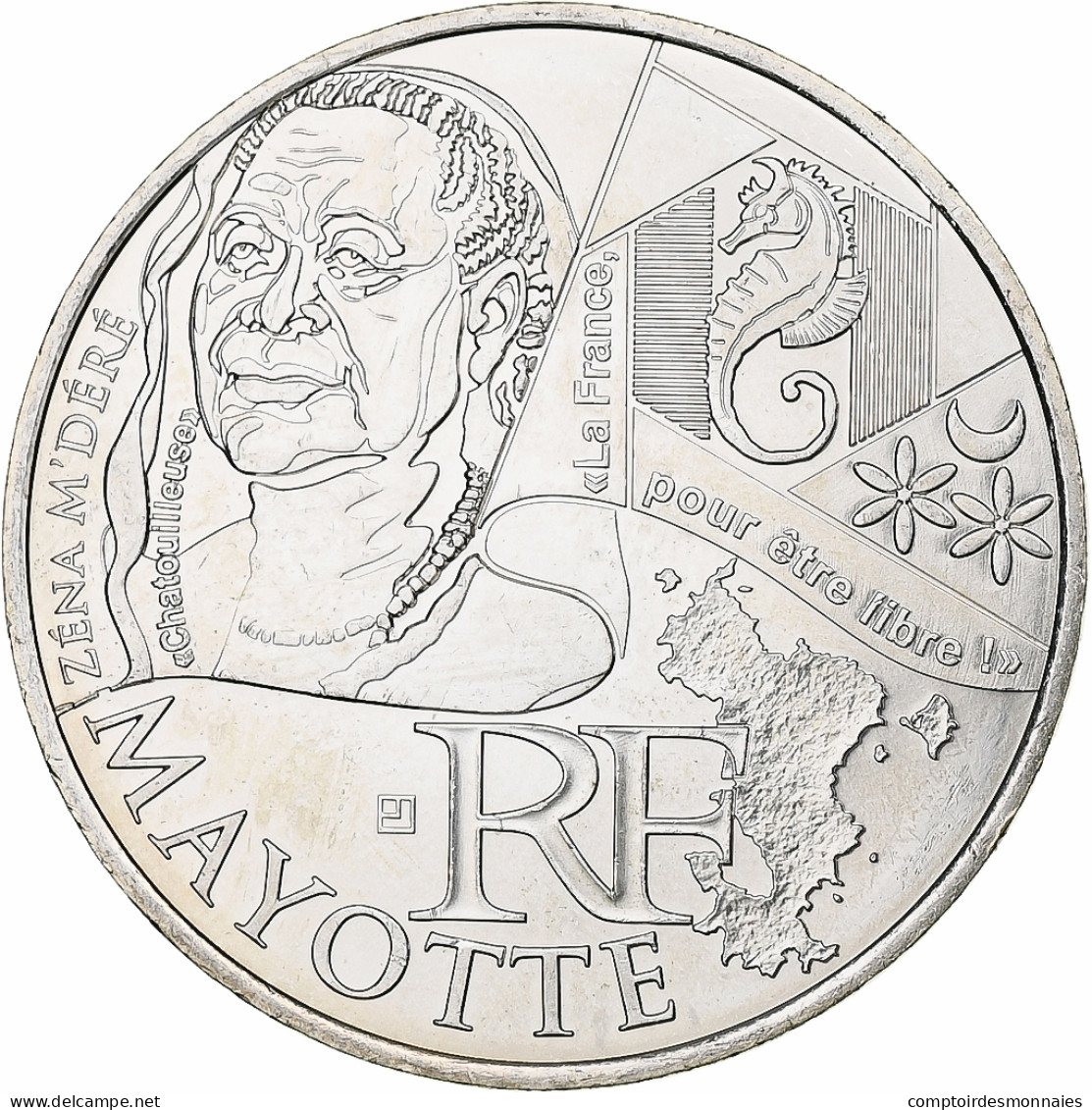 France, 10 Euro, Mayotte, 2012, MDP, Argent, SPL - Frankrijk