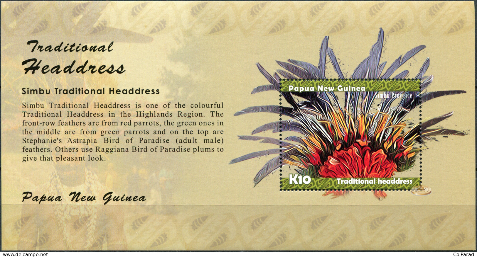 PAPUA NEW GUINEA - 2015 - SOUVENIR SHEET MNH ** - Traditional Headdress - Papua New Guinea