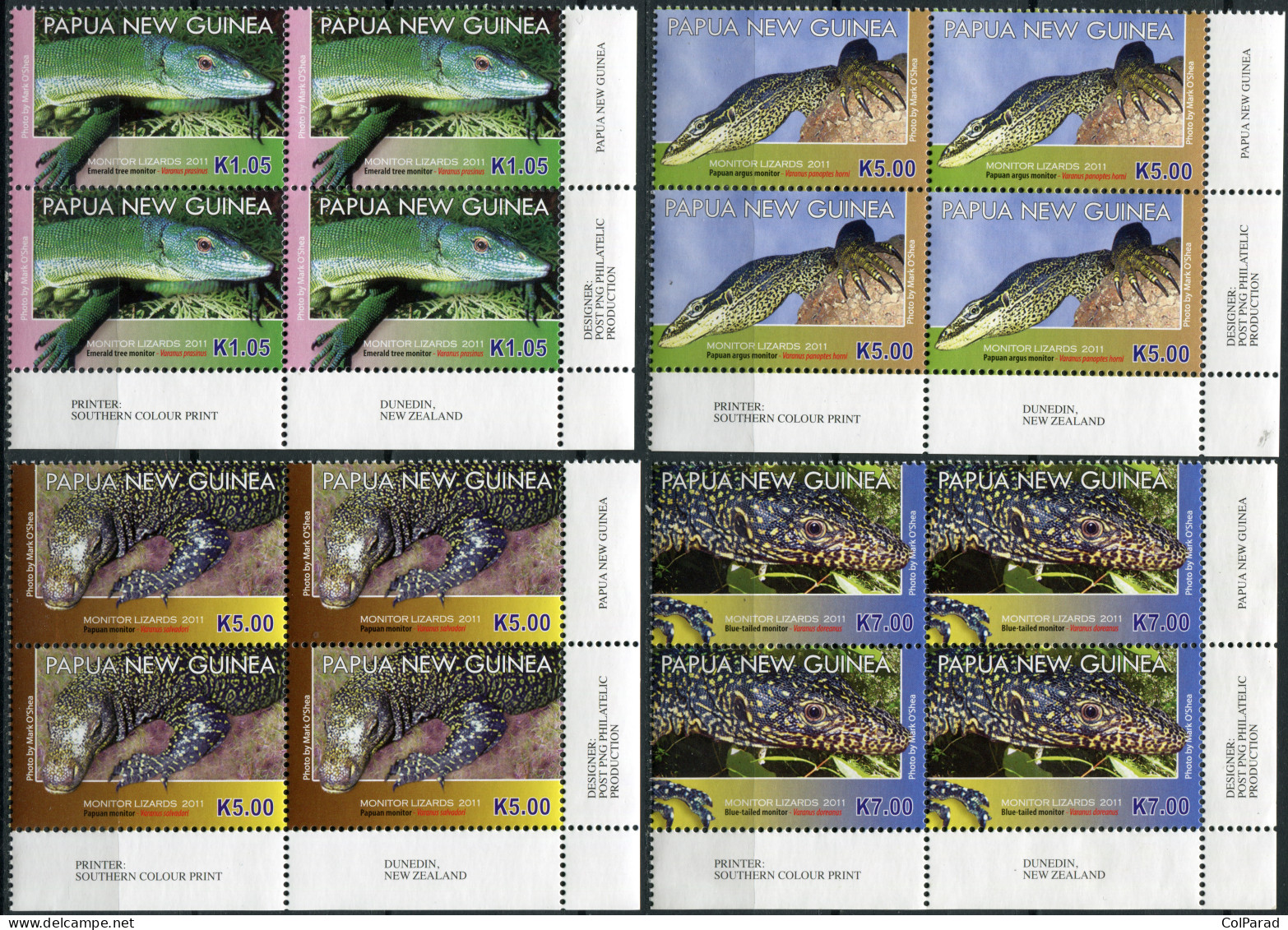 PAPUA NEW GUINEA - 2011 - SET MNH ** - Monitor Lizards. Bottom Right Corner - Papouasie-Nouvelle-Guinée