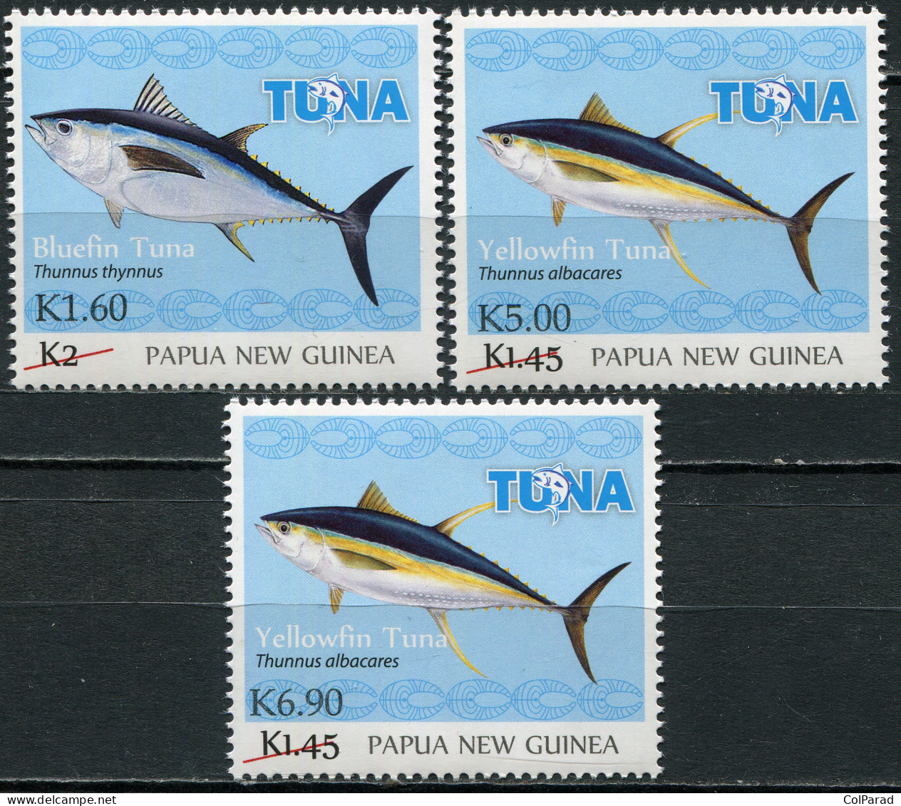 PAPUA NEW GUINEA - 2020 - SET OF 3 STAMPS MNH ** - Tuna Fishery. Overprint - Papúa Nueva Guinea