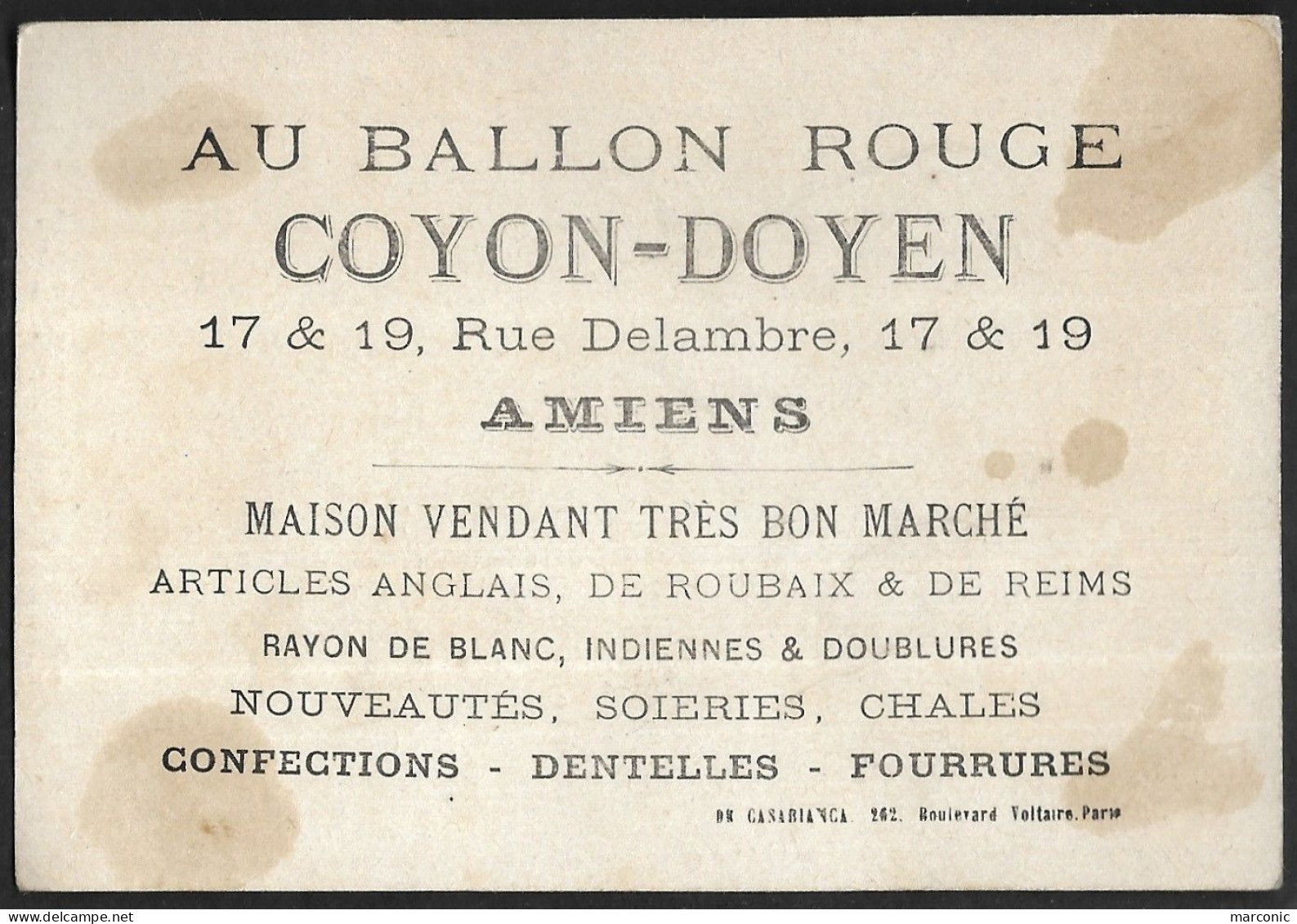 Chromo DORE AU BALLON ROUGE Amiens, Humour JEAN CAISSE - Trésorier Sac Argent - Autres & Non Classés