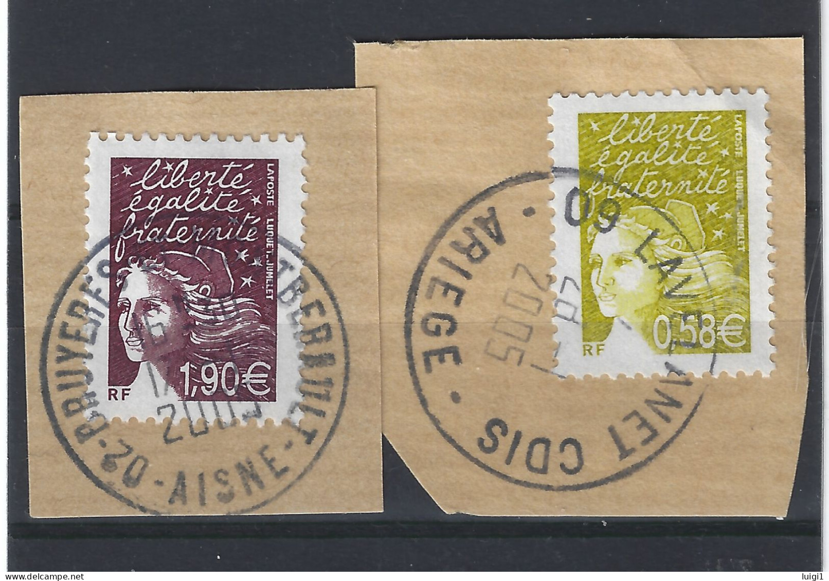 FRANCE - Marianne De LUQUET RF . Y&T N° 3570 Et 3575. Très Belles Oblitérations Sur Fragments. TB - 1997-2004 Marianna Del 14 Luglio