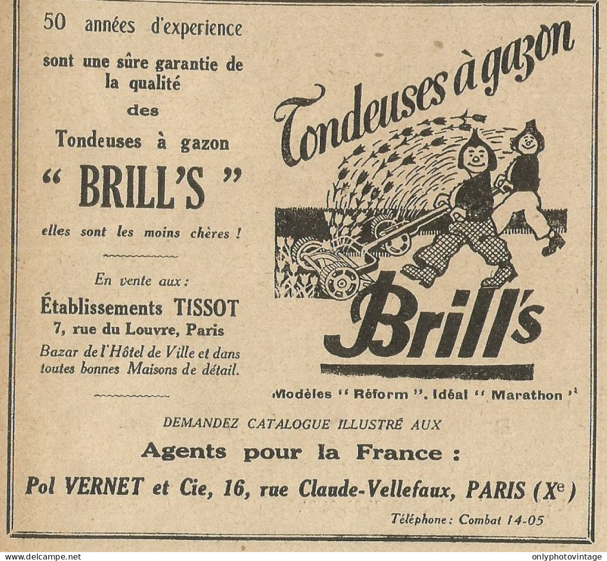 Tondeuses à Gazon BRILL'S - Pubblicità 1929 - Advertising - Advertising