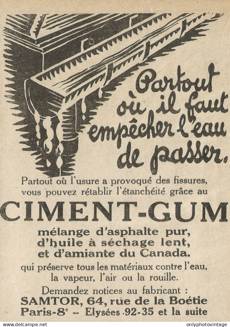 Ciment-Gum - Pubblicità 1929 - Advertising - Advertising