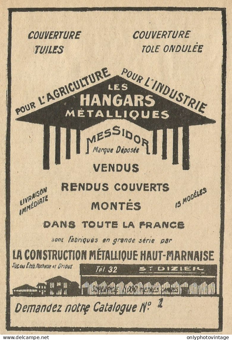 Les Hangars Mètalliques Pour L'Industrie - Pubblicità 1929 - Advertising - Advertising