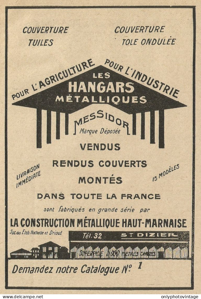Les Hangars Mètalliques Pour L'Agriculture - Pubblicità 1928 - Advertising - Advertising