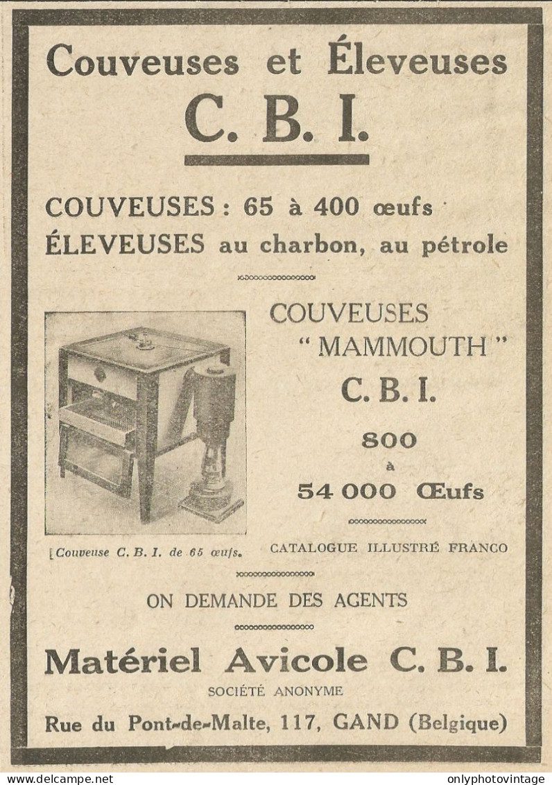 Materiale Avicolo C.B.I. - Couveuses MAMMOUTH - Pubblicità 1929 - Advertis - Advertising