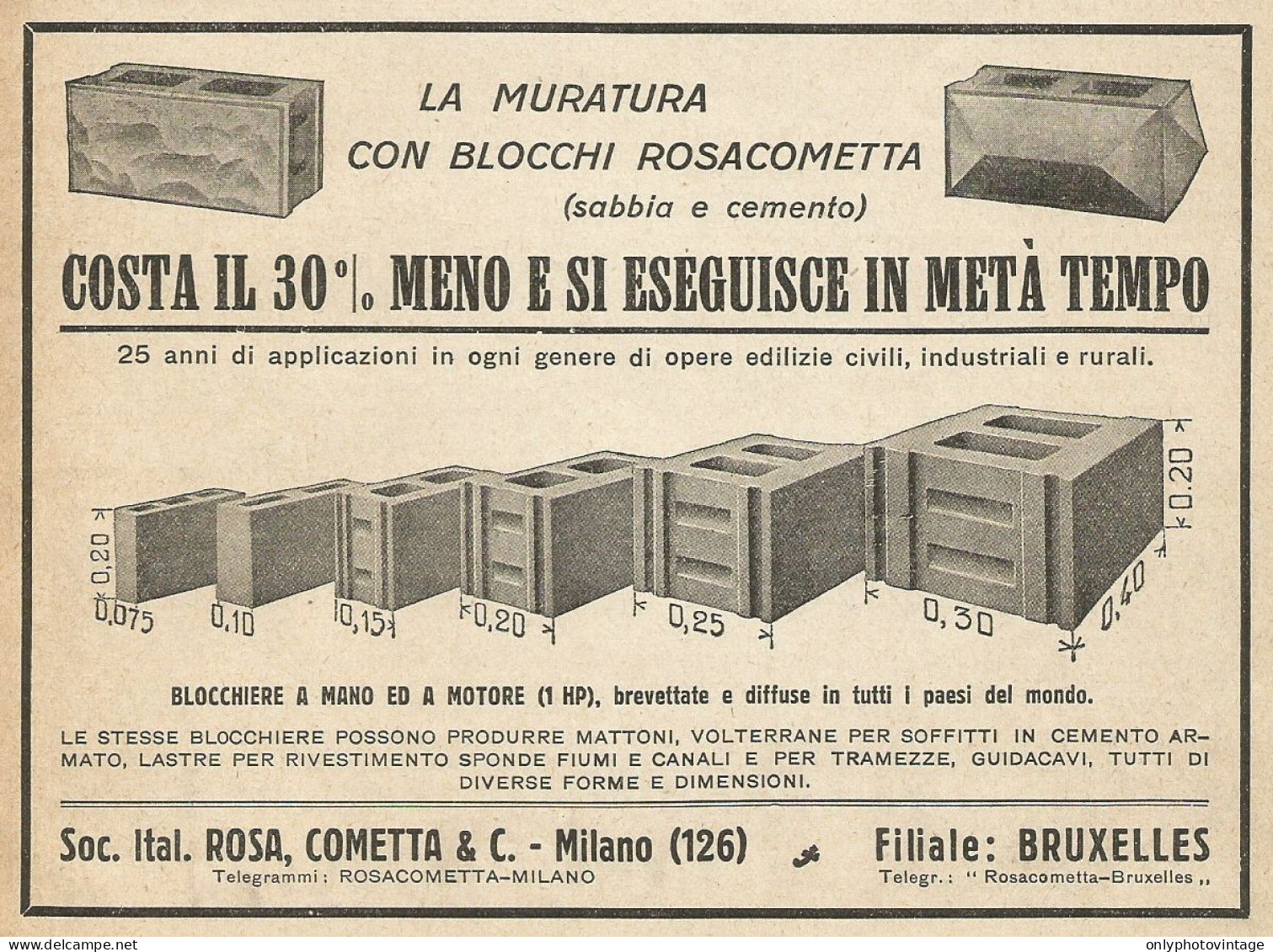 Blocchiera ROSACOMETTA - Pubblicità 1932 - Advertising - Advertising