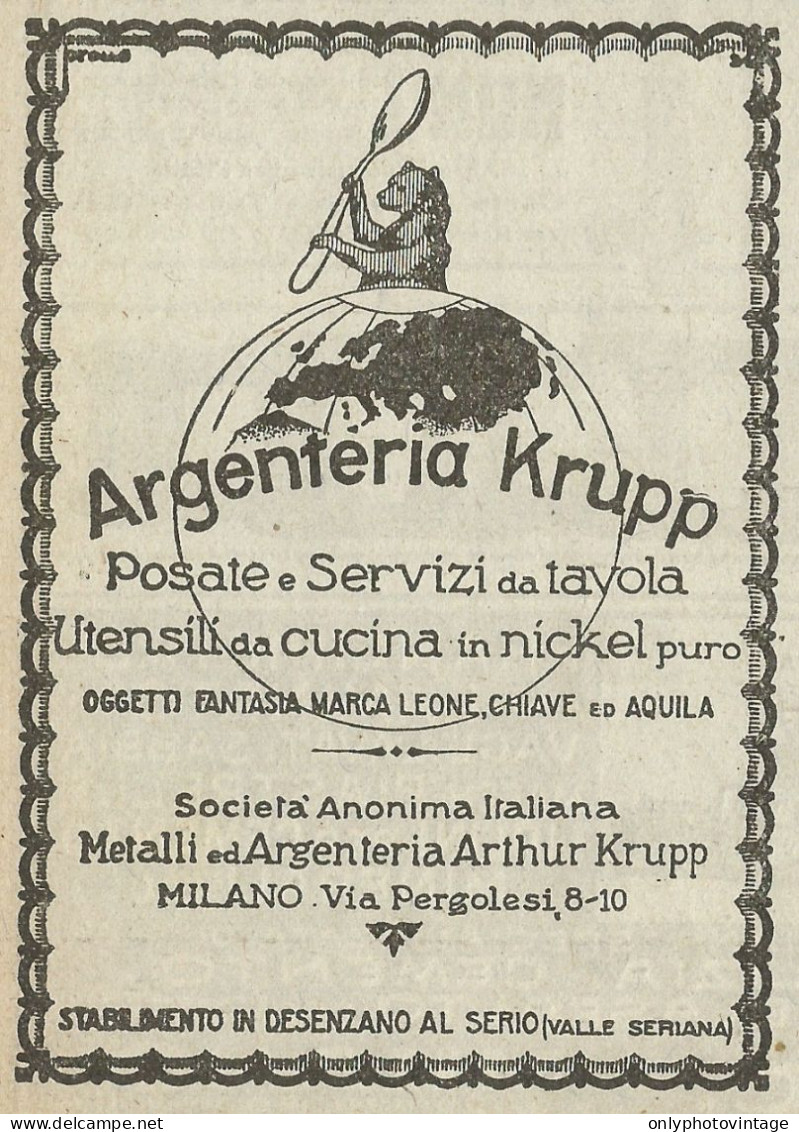 Argenteria KRUPP Utensili Da Cucina - Pubblicità 1925 - Advertising - Reclame